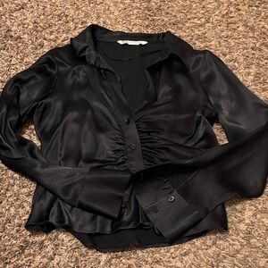 Zara Black Satin Blouse